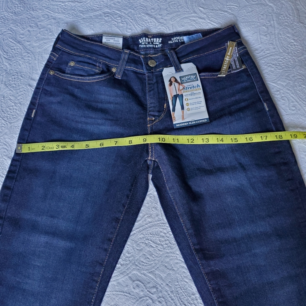 Signature by Levi Strauss Modern Slim Cuff Jeans Dark Wash - Sz 8 - Picture 8 of 12